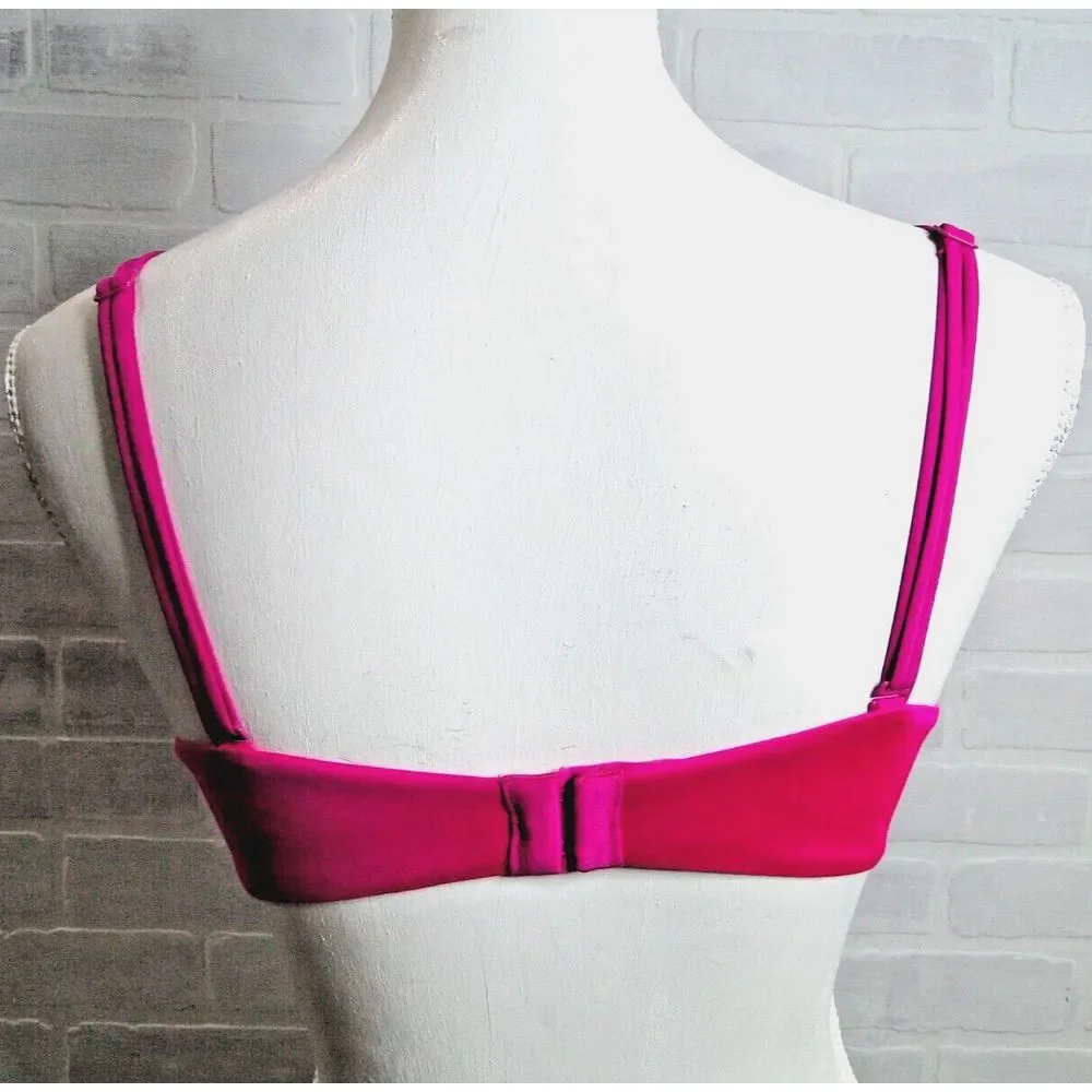 Victoria's Secret Hot‎ Pink Purple Lace Trim PUSH-UP Padded Bra 3601050 36C